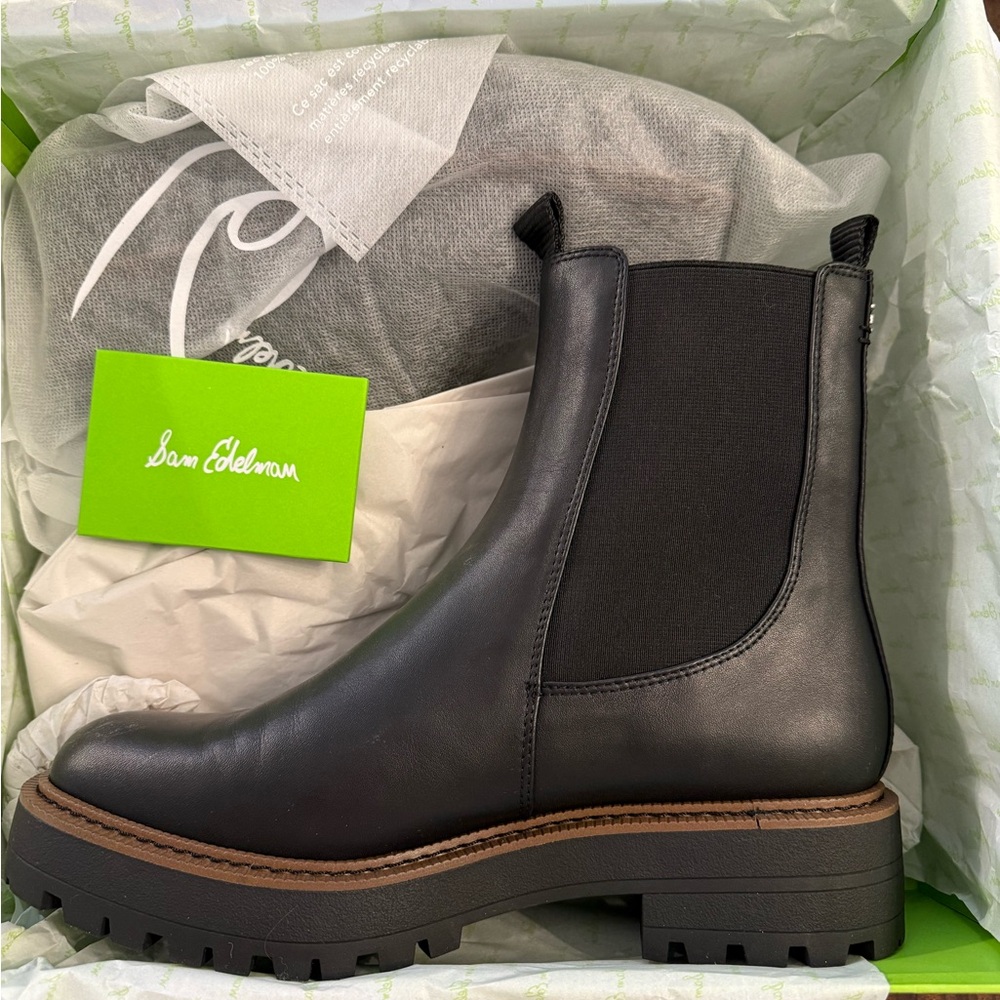 Sam Edelman Black Ankle Boots with Chunky Sole